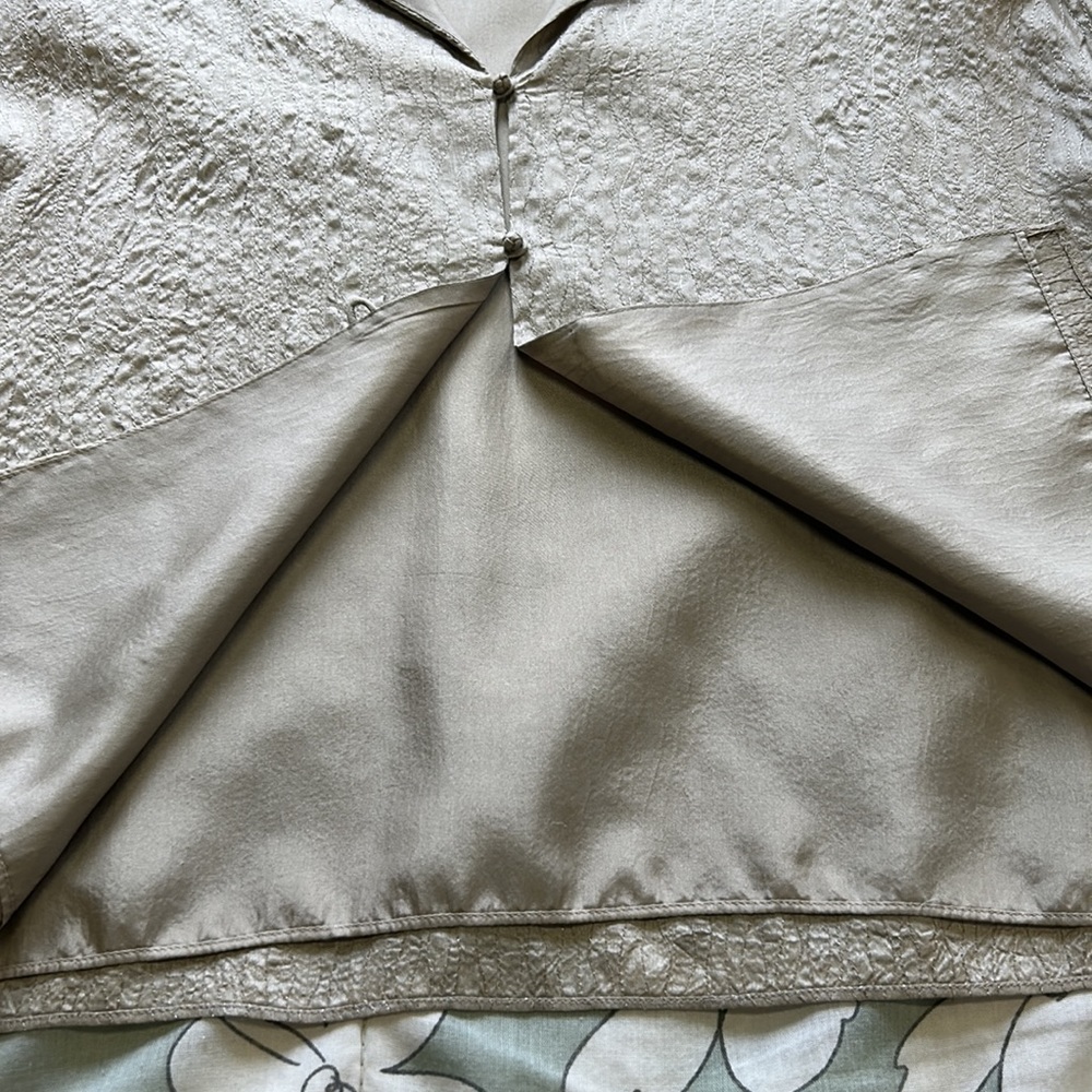 EILEEN FISHER | Silk Beechwood Shimmering Jacket Cardigan Lightweight Pewter M - Picture 7 of 12